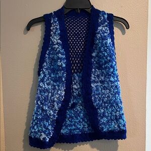 Handmade blue crochet vest. Size Medium